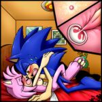  1girl absurd_res amy_rose animal_genitalia anthro areola barefoot bed blue_body blue_fur blush bodily_fluids chao_(sonic) closed_eyes cum cum_inside duo eulipotyphlan feet female_on_bottom female_penetrated fur furniture genital_fluids genitals half-closed_eyes hedgehog high_res impregnation internal male male/female male_on_top male_penetrating male_penetrating_female mammal narrowed_eyes nipples nude on_bottom on_top orgasm ovum penetration penile penile_penetration penis penis_in_pussy phoenixsalover pink_body pink_fur sega sonamy sonic_the_hedgehog sperm_cell sweat tapering_penis vaginal_penetration 