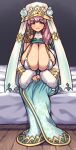  1girl 1girl absurd_res bedroom blush breasts cleavage coffeelove68 dress fire_emblem fire_emblem_heroes gunnthra_(fire_emblem) high_res huge_breasts looking_at_viewer pink_hair 