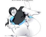 1girl anal anal_object_insertion anus ass barefoot big_breasts black_hair breasts capri_pants controller curvy dragoonrekka game_controller grey_eyes huge_ass long_hair masturbation object_insertion open_mouth pants pants_pull pinky_out ponytail pussy simple_background soles solo super_smash_bros. toes uncensored white_skin wii_fit wii_fit_trainer wii_nunchuk wii_remote wiimote wince