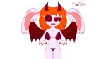  bikini breasts confused demon_bunny demon_horns demon_wings furry orange_hair red_eyes uncomfortable 