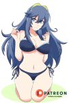  1girl alluring big_breasts bikini blue_bikini blue_swimsuit breasts cleavage female_only fire_emblem fire_emblem:_awakening fire_emblem_awakening kneel lucina lucina_(fire_emblem) nintendo noboru swimsuit thick_thighs wide_hips 