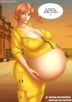 1girl 1girl april_o&#039;neil ass belly big_belly big_breasts big_breasts breasts cleavage clothed_female female_focus female_only high_res nerdroid orange_hair pregnant short_hair solo_female solo_focus tagme teenage_mutant_ninja_turtles