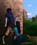 1boy 1girl 2013 5_fingers against_wall animal_genitalia animal_penis anthro ass big_penis blue_hair blue_sky bovine brick_wall brown_hair cattle clothed clothing cloud dat_izzy_(furaffinity) day digital_media_(artwork) duo echo_hector_(veyll) equine equine_penis erection eyebrows fellatio female fur furry grass hair hand_on_thigh hetero highres hooves horn horse isabella_mendez_(dat_izzy) jeans kneel licking licking_penis long_hair male male/female mammal medial_ring mottled_penis multicolored_fur open_mouth oral original outside pants pants_down partially_clothed penis penis_lick precum saliva sex sheath shirt sky smile source_request standing teeth testicles tongue tongue_out tree vein veiny_penis