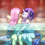  breasts fingering fluttershy friendship_is_magic kissing my_little_pony nude pool pussy rarity_(mlp) siden_(artist) tongue 