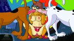  1girl 3boys beastiality blargsnarf breasts cum cum_on_breasts cum_on_skirt cum_on_thigh dog dog_penis female_human female_human/male_dog handjob male_dog mostly_nude no_bra no_panties penis_in_pussy scooby scooby-doo scooby-dum scrappy-doo sex skirt skirt_lift tagme vaginal vaginal_penetration vaginal_sex velma_dinkley 