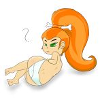 ass bluelimelight dave_the_barbarian fang fang_(dave_the_barbarian) green_eyes orange_hair panties solo topless