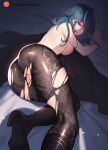  1girl 1girl big_breasts blue_hair bondage boots breasts byleth_(female) byleth_(fire_emblem) exposed_pussy female_focus female_only female_protagonist fire_emblem fire_emblem:_three_houses green_hair long_hair nanoless nintendo patreon pussy restrained solo_female solo_focus stockings tagme tied tied_hands topless torn_clothes url video_game_character video_game_franchise 