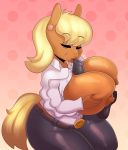  1girl absurd_res anthro anthrofied big_breasts breasts disembodied_penis duo ear_piercing earring equid equine friendship_is_magic furry high_res horse huge_breasts kissing male male/female mammal mature_female ms._harshwhinny_(mlp) my_little_pony paizuri penis piercing sex solo_focus somescrub thick_thighs 