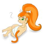 ass bluelimelight dave_the_barbarian fang fang_(dave_the_barbarian) green_eyes monkey_tail orange_hair panties solo tail topless