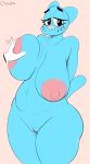  1girl anthro areola bite biting_lip black_ears blue_body blue_breasts blue_ears blue_tail breast_grab breasts cartoon_network chowdie disembodied_hand domestic_cat felid feline felis furry genitals hand_on_breast high_res mammal nicole_watterson nipples nude pink_areola pink_nipples pink_pussy pussy the_amazing_world_of_gumball 