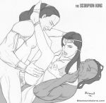 balthazar_(the_scorpion_king) bigdaddy breasts cassandra_(the_scorpion_king) double_penetration group_sex looking_at_viewer mathayus_(the_scorpion_king) monochrome the_scorpion_king_(char) the_scorpion_king_(movie) threesome