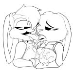  1girl 2019 2_girls anthro breast_grab breasts buckteeth canine clothed clothing digital_media_(artwork) disney drooling duo feline female/female fur furry girl/girl gloves grabbing_boob invalid_tag judy_hopps kissing lagomorph line_art lola_bunny looney_tunes mammal monochrome nipple nipples nude open_mouth rabbit romantic saliva simple_background sloppy spacejam stann.co stann_co teeth tongue tongue_out unfinished warner_brothers wet white_background yuri zootopia 