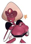  big_breasts blushmallet bursting_breasts cartoon_network come_hither four_eyes nipples red_skin sardonyx_(steven_universe) star steven_universe watermark 