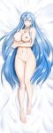  1girl absurd_res akame_ga_kill! alluring arms_under_breasts bangs bare_shoulders big_breasts blue_eyes blue_hair blush breasts collarbone completely_nude completely_nude_female dakimakura esdeath esdeath_(akame_ga_kill!) female_abs female_focus female_only hips kimmy77 looking_at_viewer nipples nude pussy slightly_open_mouth tattoo very_long_hair 