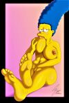 ass big_breasts erect_nipples marge_simpson nude sucking_nipple the_simpsons thighs 