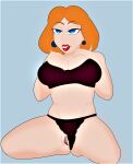  bra family_guy kneel lois_griffin panties panties_aside pussy_lips shaved_pussy thighs 