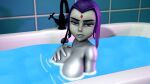  1girl 1girl 1girl 3d 3d_(artwork) bath bathing bathroom beautyraven big_breasts breasts cambion dc_comics dc_comics demon demon_girl eyelashes female_focus female_only forehead_jewel grey_skin hair half_demon hourglass_figure jewel large_ass legs nude nude nude_female partially_submerged purple_eyes purple_hair rachel_roth raven_(dc) short_hair superhero superheroine teen_titans thick thick_thighs thighs upper_body voluptuous water wide_hips 