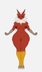 1girl annoyed annoyed_expression avian big_ass big_breasts blaziken blaziken_(pokemon) bursyamo_(pokemon) chicken claws creatures_(company) game_freak gen_3_pokemon hourglass_figure looking_at_viewer multicolored_fur nintendo non-mammal_breasts pokemon pokemon_(anime) pokemon_(creature) pokemon_(game) pokemon_(species) princeofchilledbros_(artist) red_fur talons thick_thighs white_hair