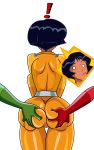 ! 3_girls alex_(totally_spies) ass ass_grab big_ass black_hair bodysuit bubble_butt clover_(totally_spies) dark_skin dat_ass female female_only grimphantom o_o sam_(totally_spies) shocked surprised totally_spies yuri