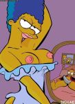  breasts disnae homer_simpson marge_simpson mirror nightgown smile the_simpsons yellow_skin 