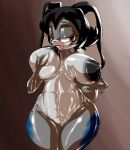2013 abs anthro areola big_breasts black_hair breast_fondling breast_grab breasts brown_eyes erect_nipples female fondling gblastman hair huge_breasts lagomorph licking nipples nude open_mouth pussy rabbit solo tongue