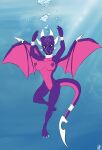 1girl bubbles byondrage colored_sketch cynder dragon female nude scalie spyro_the_dragon swimming tagme the_legend_of_spyro underwater wings