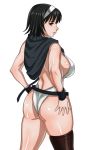 1girl alluring ass asymmetrical_clothes back big_breasts bikini black_eyes black_hair black_legwear breasts female hair_ornament hairclip hand_on_hips hands_on_hips kazama_jun large_breasts leotard lips lipstick looking_at_viewer looking_back makeup matoyama milf namco no_bra one-piece_swimsuit short_hair sideboob simple_background single_thighhigh solo standing stockings swimsuit tekken tekken_2 tekken_tag_tournament tekken_tag_tournament_2 thighhighs thighs white_background