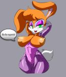  2013 anthro areola big_breasts breasts brown_hair bunnie_rabbot cyborg_(designation) english_text erect_nipples female gblastman green_eyes hair huge_breasts lagomorph looking_at_viewer nipples nude open_mouth pussy rabbit sega smile sonic_(series) text 