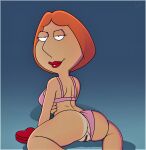  anus ass bra family_guy kneel lois_griffin panties_aside pussy_lips shaved_pussy thighs 