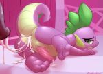  2013 after_sex anal anatomically_correct anus braeburned cum cum_in_ass cum_inside cumshot dragon duo equine erection friendship_is_magic gay green_eyes hindpaw horse horsecock looking_back male my_little_pony orgasm paws penis pony purple_body raised_tail scalie spike_(mlp) spreading tail toes 