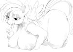  applesarcum ass bent_over big_breasts black_and_white breasts butt chubby equine female finger_lick friendship_is_magic hair horse licking licking_fingers looking_at_viewer monochrome my_little_pony nipples nude pegasus plain_background pony rainbow_dash solo sunibee thighs tongue white_background wings 