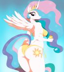  2012 applesarcum ass bikini breasts butt clothing crown cutie_mark equine female friendship_is_magic furry hair horn horse long_hair looking_at_viewer looking_back multicolored_hair my_little_pony pony princess princess_celestia royalty skimpy smile soda solo standing sunibee tight_clothing underwear winged_unicorn wings 