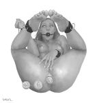  anal_beads anal_insertion ball_gag female lawlspasm_(artist) pussy sex_toy solo 