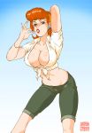 big_breasts breasts cleavage linda_flynn-fletcher lollipop phineas_and_ferb pose shinkaigyo tied_shirt