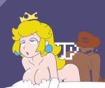 1boy 1girl 1up animated animated_gif bouncing_breasts breasts crown gameplay_mechanics gif hat high_heels jewelry mario mario_(series) minus8 nintendo nude orgasm princess_peach sex super_mario_bros. text 