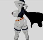  1girl arms_up ass ass_focus big_ass big_breasts breasts bubble_butt cape caucasian clothed curvy dark_hair dat_ass dc_comics exposed_breasts extra_thicc fat_ass fishnet_stockings from_behind half_demon huge_ass huge_breasts legs leotard lewdsorcerer looking_at_viewer looking_back nipple_piercing nipples posing rachel_roth raven_(dc) revealing_clothes round_ass sexy sideboob skin_tight slut standing superheroine teen_titans thick thick_ass thick_thighs thong_leotard wide_hips 