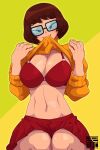  1girl big_breasts female_focus female_only glasses hanna-barbera hourglass_figure nerd pinup pinup_pose pose posing scooby-doo velma_dinkley wide_hips zznakuu 