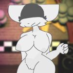 breasts cat eyes_covered female_only fnac furry_only oc original_character stage stage_lights unknown white_fur