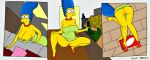  blue_hair bottomless hair high_heels marge_simpson public tagme the_simpsons yellow_skin 