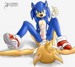  2013 anal anal_penetration anthro anus arashidrgn canine duo eyelashes fox gay green_eyes hedgehog male miles_&quot;tails&quot;_prower open_mouth penetration penis sega sonic_(series) sonic_team sonic_the_hedgehog teeth testicles yaoi 