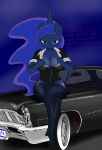  1girl anthro blue_hair breasts car cute equine female friendship_is_magic furry hair horn horse looking_at_viewer my_little_pony pony princess_luna socks solo winged_unicorn wings zev 