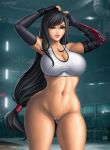  1girl alluring bare_legs big_breasts brown_hair female_focus female_only final_fantasy_vii final_fantasy_vii_remake fingers flowerxl high_res high_resolution long_hair naked_from_the_waist_down patreon patreon_reward sexy sexy_body sexy_breasts sexy_legs square_enix tagme tifa_lockhart 