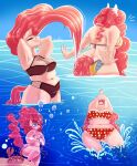  1girl anthro belly belly_button big_breasts bikini breasts chubby closed_eyes clothes crab earth_pony friendship_is_magic hasbro my_little_pony pinkie_pie solo_female suggestive surprised swimming swimsuit thick underwater unfinishedheckery water wet wet_hair 