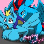  1girl age_difference andrew_swiftwing anthro blue_angel duo equid equine furry horse incest male mammal milf mother_&amp;_son mother_and_child older_female open_mouth parent parent_and_child pony smile smirk son wings younger_male 