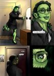  comic glasses green_hair guro jennifer_walters marvel she-hulk suit titania_(marvel_comics) vilecorpus 