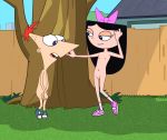 covering_crotch embarrassed isabella_garcia-shapiro lenc outdoor_nudity outside phineas_and_ferb phineas_flynn