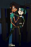 black_eyes black_hair breasts cartoon_network dyed_hair goth green_hair gwen_(tdi) hourglass_figure mike_(tdi) pale-skinned_female thick_ass thick_legs thick_thighs total_drama_island two_tone_hair wasp_waist