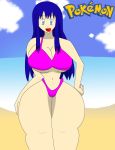 big_breasts bikini blue_eyes blue_hair breasts dawn dawn_(pokemon) hikari_(pokemon) igphhangout pokemon solo swimsuit