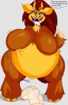 1girl anthro belly big_belly big_breasts big_lips big_mouth big_mouth_(series) big_nose blue_eyes breasts breasts_out brown_fur connie_(big_mouth) cum_in_mouth cum_inflation curvy denizen1414 female_only first_person_view fur hooves hormone_monstress horns huge_belly huge_breasts limp_penis long_hair male_pov overweight plump pointy_ears pov pregnant stomach_noises text_bubble thick_eyebrows thick_thighs thighs unseen_male_face voluptuous white_penis yellow_skin