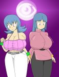 big_breasts blue_hair breasts cleavage igphhangout natsume_(pokemon) pokemon pokemon_hgss pokemon_rgby purple_eyes sabrina sabrina_(pokemon) solo